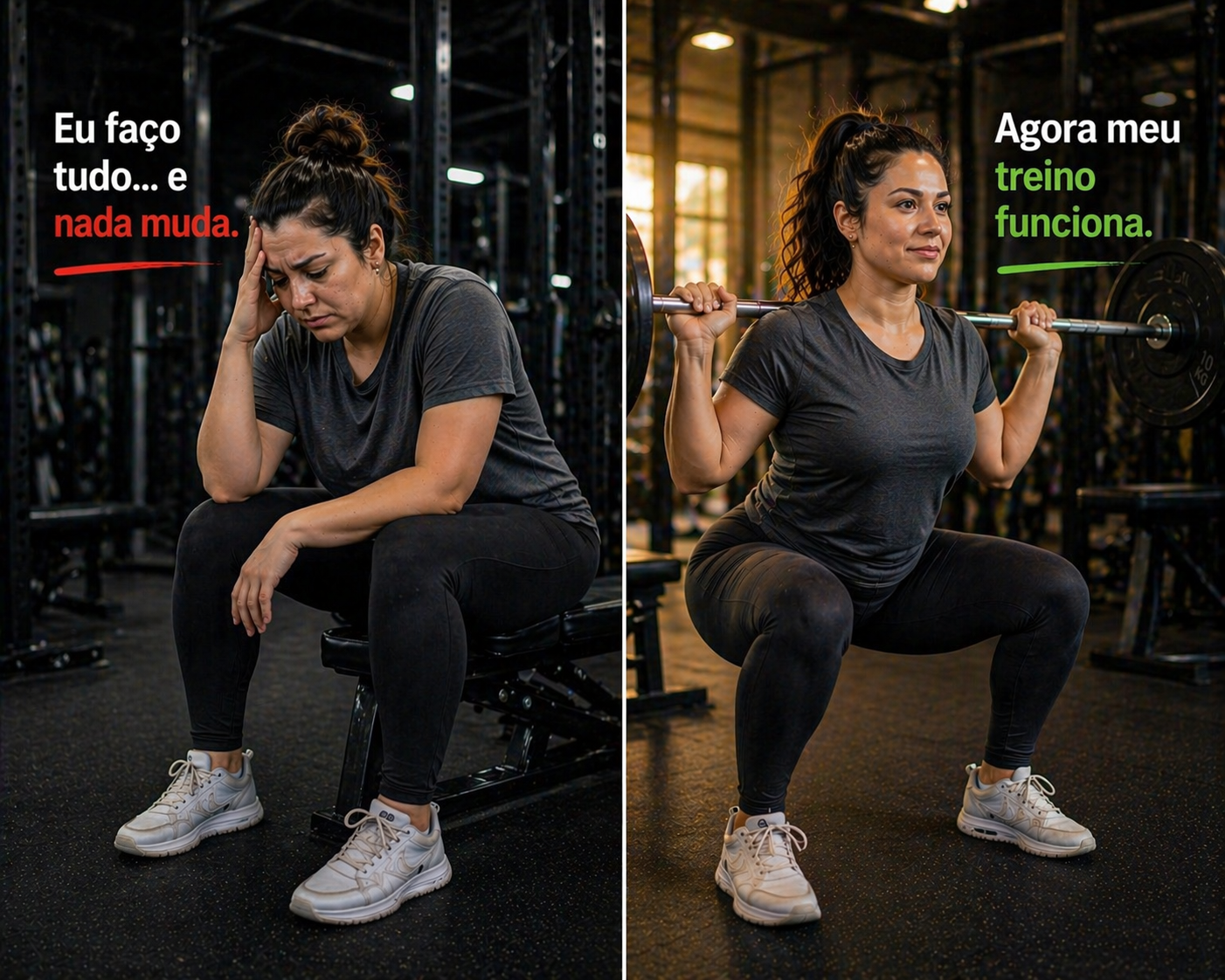 Antes e depois — resultado real de aluna